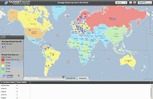 Interactive Map of Average Breast Cup Size by Country