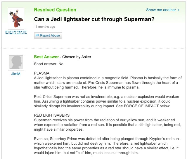 Lightsabers vs Superman